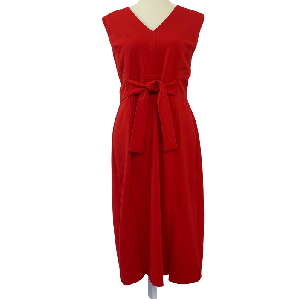 Vince Camuto Vneck Scuba Crepe Sheath Dress Red 14